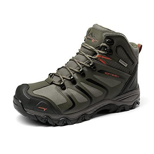 NORTIV 8 Stivali da Trekking da Uomo Escursionismo All'aria Aperta Scarpe da Trekking Scarponi Scarpe da Arrampicata Alpinismo,Size 45,Esercito/Verde/Nero/Arancione,160448_M-E