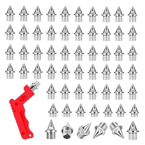 Wgewfhdf 50 chiodi a punta da 6 mm – punte di ricambio per scarpe da atletica leggera – Include chiave a punta – Ideale per saltare, correre, escursionismo e passerella – Punta in plastica resistente