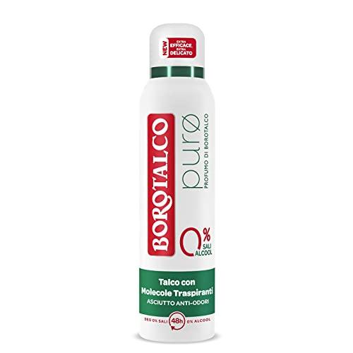 Borotalco, Deodorante Spray Puro, con Talco con Molecole Traspiranti, Formula Senza Alcool e Sali di Alluminio, Asciutto Anti-Odori, 48h di Efficacia, Profumo di Borotalco - 1 Flacone da 150 ml