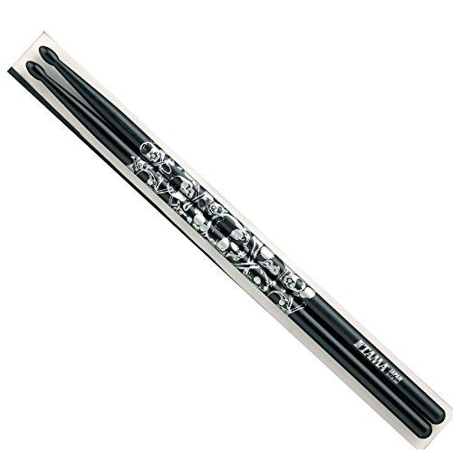 TAMA 7A-S-BS Bacchette da tamburo con decorazione a teschio (ø 13 x 390 mm), colore: Nero