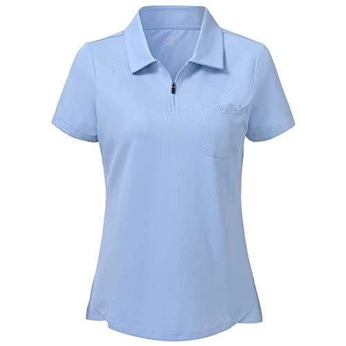 MoFiz Polo Donna Manica Corta Poloshirt Golf Camicia Lavoro Sportiva Estate Top Blu XL