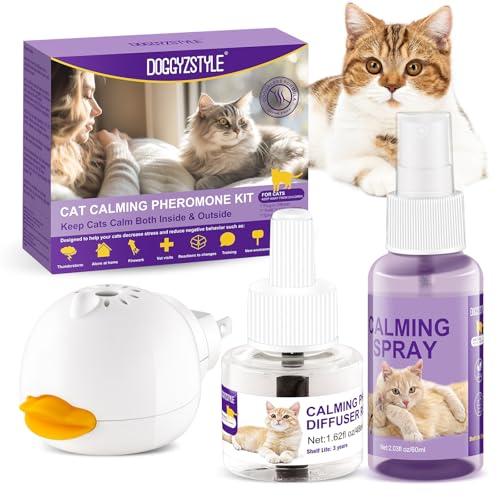 Cat Calming Pheromone Diffuser and Spray,Set di diffusori per gatti con feromoni per gatti,spray calmante per gatti,allevia lo stress da ansia,riduce i litigi e i graffi,adatto a tutti i gatti
