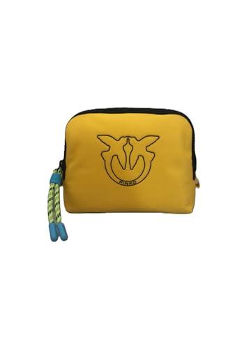 Pinko Necessaire Piccolo in Nylon, 21 x 16,5 x 5,5 cm, Giallo con Doppia Cerniera