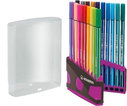 STABILO Pen 68 - Pennarello Premium - Colorparade - Astuccio da 20 con gancio - antracite/rosa - 20 colori assortiti