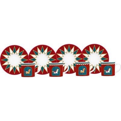 Bialetti Set di 4 Tazzine da Caffè con Piattino, Collezione Winter Wonderland, Natale 2024