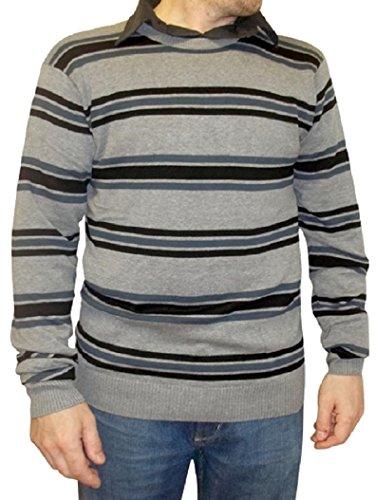Zara Man - Maglione - A righe - Maniche lunghe - Uomo Grey multi stripe jumper Small