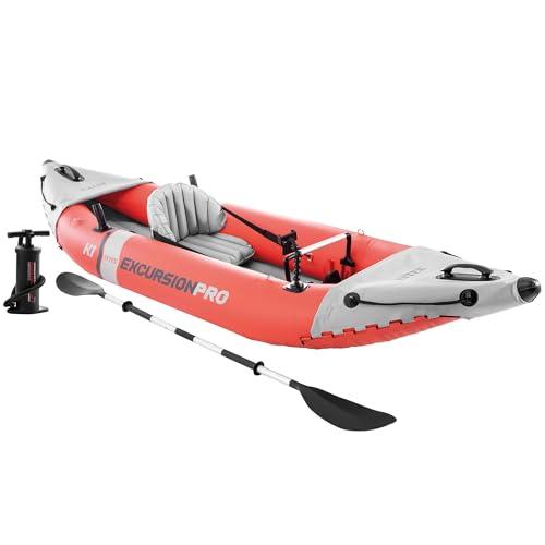 Intex 68303NP - Canoa Gonfiabile Excursion Pro K1, 1 posto, con Accessori, PVC, Rosso, 305x91x46 cm