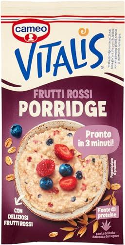 Cameo Vitalis Porridge Gusto Frutti Rossi con Fiocchi Integrali di Avena e Delicati Frutti Rossi, Preparato Istantaneo, Porridge Pronto in 3 Minuti, Fonte di Proteine, Busta Monoporzione 56 g