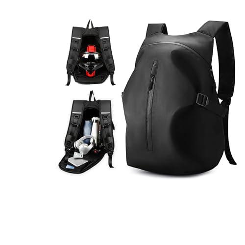 WEPLAN Zaino Moto Uomo Donna Zaino per Casco Impermeabile Zaino da Moto con Portacasco Borsa Porta Casco Moto Cinturino per Casco da Moto,Nero