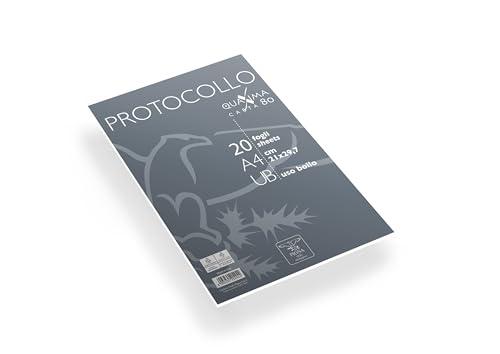Pigna,Confezione 20 fogli protocollo,carta gr. 80,UB,uso bollo