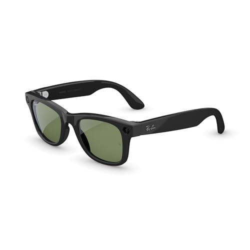 Ray-Ban Meta (Gen 2) Wayfarer Occhiali AI per Uomo, Donna — Fotocamera 12 MP, Video 3K Ultra HD, Open-Ear Audio, Meta AI — 2X Durata della Batteria — Montatura Nera Lucida, Lente G15 Green