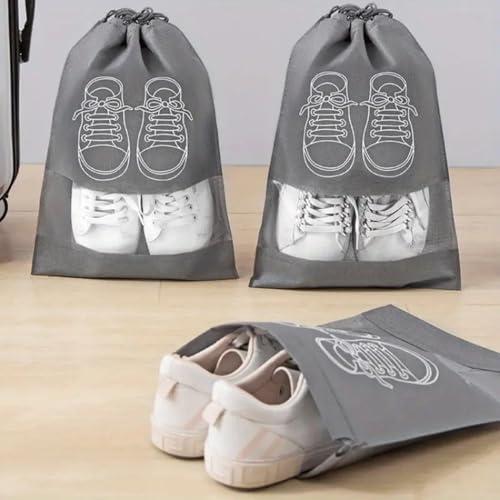 Confezione da 5 sacchetti per scarpe da viaggio con finestra trasparente, organizer per scarpe portatili e antipolvere, per uomini e donne, riutilizzabili, con coulisse, per imballare in bagagli