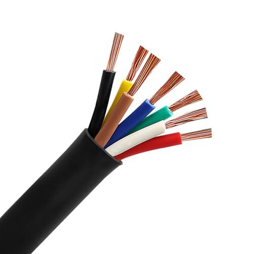 AOHEWEI Cavo a 7 conduttori per rimorchio 2m Cavo per rimorchio a 7 conduttori Nero per Caravan Camion Industria