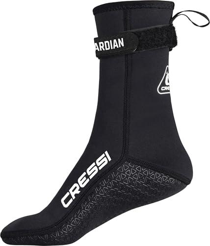 CRESSI Guardian High Neoprene Socks 2mm S - Calzari Alti in Neoprene 2mm con Cinturino Strap, Ideali per Tutti gli Appassionati di Sport Acquatici, Nero, S, Unisex