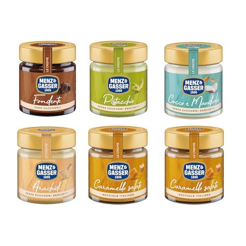 Menz&Gasser, Kit Assortito Le Creme Spalmabili, 5 Gusti + 1, Confezione 6x200g, Perfette per Colazione e Dolci