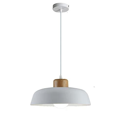 EKSED Lampada a sospensione con paralume in metallo rotondo da 300 mm in colore Macaron, lampada a sospensione moderna a soffitto, lampadario per sala da pranzo con isola cucina(Bianco)