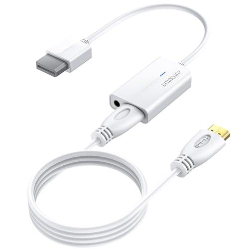 AUTOUTLET Adattatore da Wii a HDMI 1080P/720P Convertitore con Cavo Interfaccia Wii 20cm e Cavo HDMI 1.8m Uscita audio 3.5mm Converte Full HD con Spia per Nintendo Wii Colore Bianco