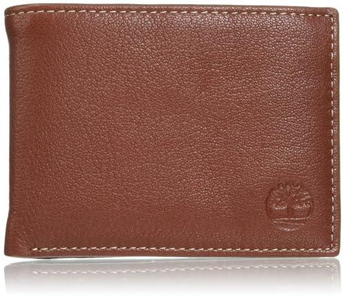Timberland Men's Genuine Leather RFID Blocking Passcase Security Wallet, Brown, One Size