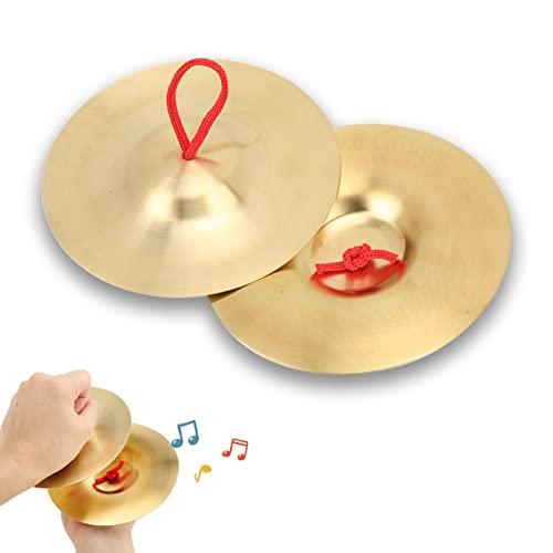 Crash di Piatti, 2 Pezzi 14,7cm/5,79 Piatto Crash Strumento a Percussione Giocattolo Tamburo Piatti in Ottone Attrezzatura Musicale per Batteria e Percussioni per Bambini Adulti