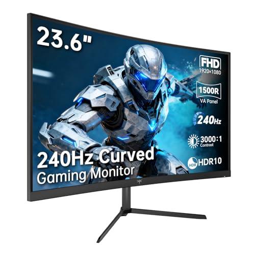 KTC Monitor Gaming Curvo 24 Pollici, Full HD 240Hz, Schermo VA Curvo R1500, Contrasto 3000:1, FreeSync, Bassa Luce Blu, VESA 100x100, Monitor PC 1080p