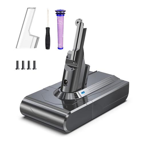 6,000mAh Batteria Dyson V8, BuTurePre Batteria per Dyson V8 SV10 Absolute Animal Fluffy Motorhead 21.6V Dyson Batteria con 1 Filtro e 1 Cacciavite