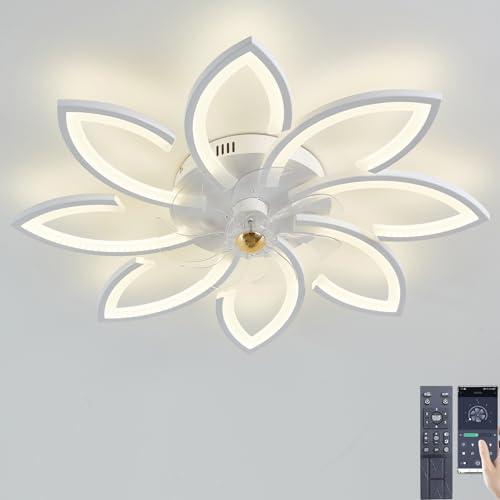 Narwhal LED Ventilatore da Soffitto, ventilatore da soffitto con luce e Telecomando, Lampadario ventilatore da soffitto con Timer, Luminosità e Temperatura Colore Regolabili (8 luci/145W, Bianco)