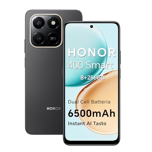 HONOR 400 Smart 4G Smartphone Dual SIM NFC Android 15, 8+256GB, 108MP+2MP con Pulsante AI Telefono, 6500mAh Dual-Cell Batteria, 6.77 Pollici 120 Hz Comfort Display, 5 stelle SGS&IP65, Velvet Black