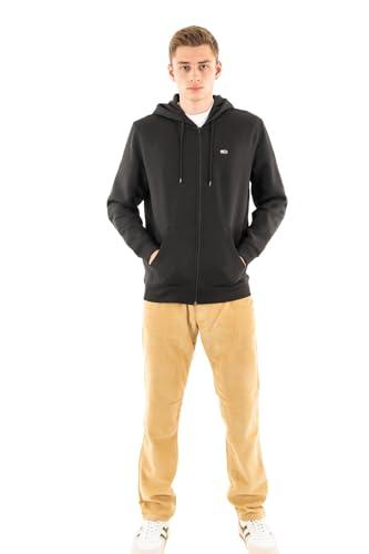 Tommy Jeans Tjm Reg S Flag Zip Fleece Thru Dm0dm20743, Felpa con Cappuccio e Zip Uomo, Black (Black), L