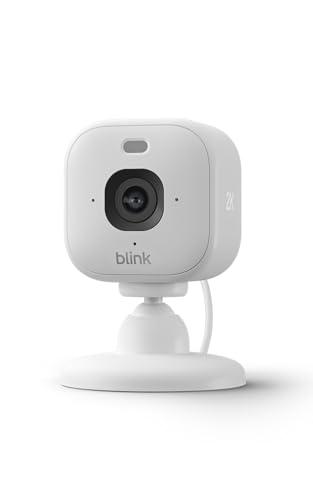 Videocamera Mini 2K+ Blink (ultimo modello) | Videocamera di sicurezza domestica con alimentatore plug-in, risoluzione video 2K, zoom 4x, visione notturna a colori | 1 videocamera – Bianca