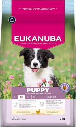 Eukanuba Mangime per cuccioli con pollo fresco per razze di taglia media, mangime secco premium per cani giovani, 3 kg