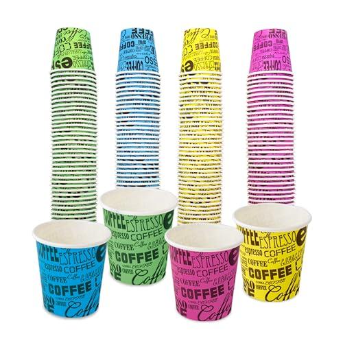 COFFISANO 200 Bicchierini da Caffè Colorati | Bicchieri in Cartoncino da 75 ml per Espresso Tè Bevande Usa e Getta in Monouso Riciclabili, per Ristoranti, Ufficio, Asporto, Bar