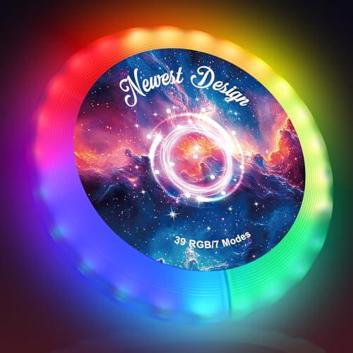 Adicop Frisbee LED, Disco LED - 39 LED RGB, 7 modalità, Frisbee Impermeabile con Batteria Ricaricabile 500 mAh, Ideale per Esterno, Prato, Giochi da Campeggio, Compleanno (Cielo Stellato)