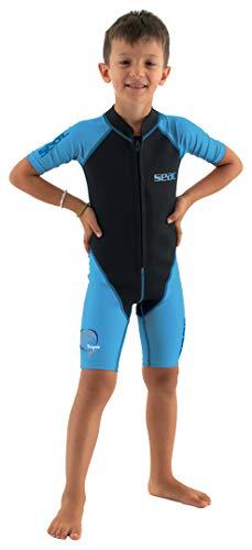 SEAC Dolphin, Muta Shorty in Neoprene da 1.5 mm e Lycra per Il Nuoto, Lo Snorkeling e Il Gioco in Acqua Unisex Bambini, Blu/Nero, 13 Anni