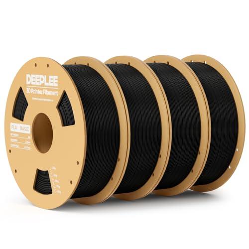 DEEPLEE PLA Basic 1,75mm Filamento,precisione ±0.02mm.Avvolto perfettamente e anti-ostruzione.Compatibile con la maggior parte delle stampanti FDM,nero,4kg.