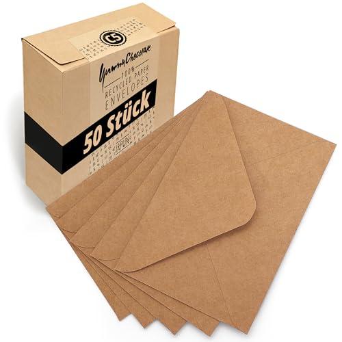 Japun - buste (50 pezzi) in carta kraft vintage marrone, busta senza finestra - DIN C5-220 x 156 mm