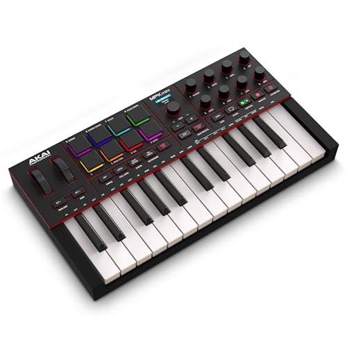 Akai Professional MPK Mini IV Tastiera MIDI USB-C per Principianti e Produttori - Drum pad MPC, Manopole a 360°, Ruote Pitch e Mod, Software di Produzione e Pacchetto audio Native Instruments, Nero