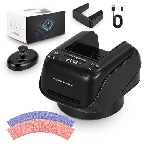 GJCrafts Dispenser di carte automatico, 8 giocatori regolabili, capacità fino a 4 mazzi di carte, base girevole a 360°, modalità di trasmissione di carte diagonale/oscillante per poker, UNO (FPJ-B)