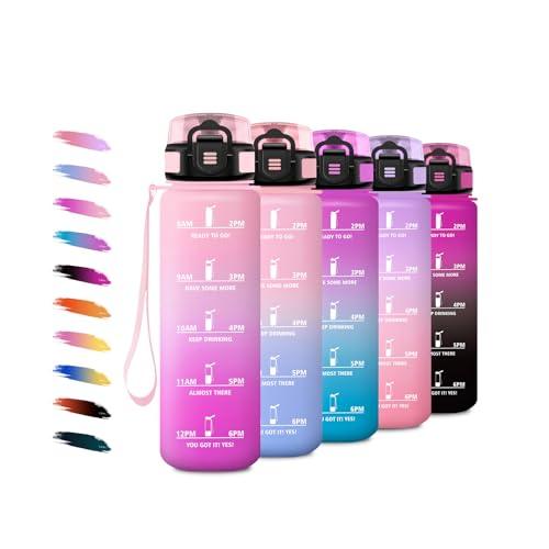 KollyKolla Borraccia 500ml, Borraccia Motivazionale con Filtro, a Prova di Perdite, Bottiglia Acqua Sportiva con Indicatore del Tempo, Borraccia per Campeggio, Corsa, Viaggio, Scuola, Yoga