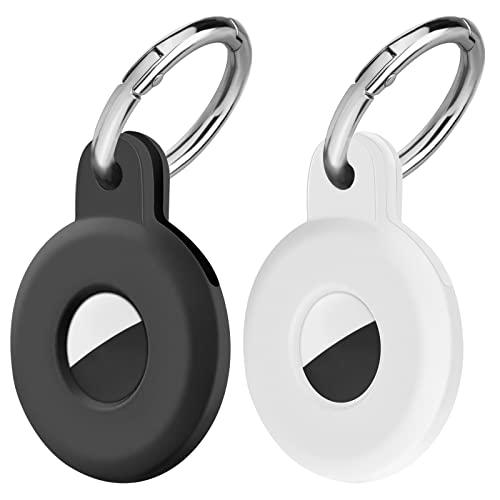 Ainiv Portachiavi per Airtag, 2 Pezzi Custodia per Airtag Portachiavi in Spesso Silicone, Localizzatore di Chiavi per Airtags Portatile per Zaini e Animali Domestici, Mini Cover Protettiva Tracker