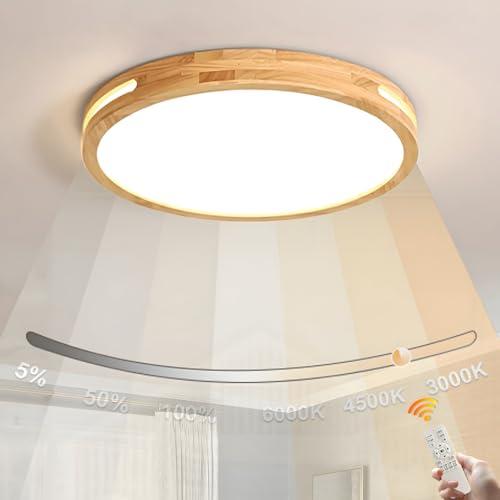 WayLuoung Plafoniera A LED In Legno | Ø40cm 3000-6000K 30W | Lampada Soffitto Rotonda In Legno Naturale Design Cavo Artistico Camera Da Letto Soggiorno Cameretta Cucina (Dimmerabile Con Telecomando)
