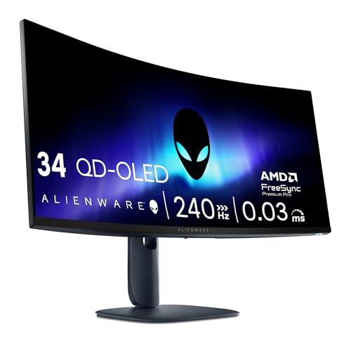 Alienware 34 Monitor Gaming - AW3425DW, WQHD (3440x1440), 21:9 1800R Curvo, 240Hz, QD OLED, 0.03ms, NVIDIA G-SYNC Compatible, AMD FreeSync Premium Pro, HDR True Black 400, USB-C, 3 Anni di Garanzia