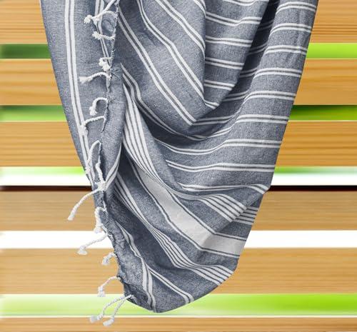 Gilania - Maxi Telo Mare Fouta 170x170 cm in Cotone di Alta Qualità - Pratico e Multiuso per Tutte le Stagioni - Leggero, Versatile, Assorbente e Compatto (Blu)