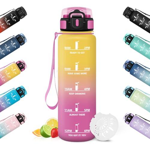 HoneyHolly Borraccia, 500ML A prova di perdite Borraccia Motivazionale, Riutilizzabile Borraccia Bambini, Semplice e Portatile, Bottiglia Acqua per Corsa, Bicicletta, Lavoro, Scuola, Borracce