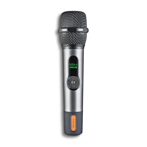 NGS Singer Star - Microfono wireless dinamico 2,4 GHz, autonomia 30 ore, controllo del volume ed eco, indicatore di batteria, connessione jack 3,5 mm e 6,3 mm - ideale per karaoke ed eventi