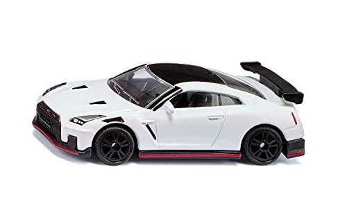 siku 1579, Nissan GT-R Nismo, Auto Giocattolo, Metallo e Plastica, Nero e Bianco, Con Pneumatici di Gomma e Alettone Posteriore