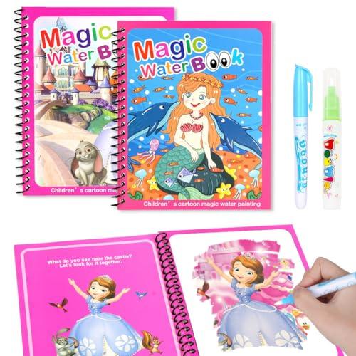 OSDUE Libro da Colorare ad Acqua, 2 Pezzi Libro di Pittura ad Acqua, Libro da Colorare ad Acqua Magica con Penna, per in Viaggio