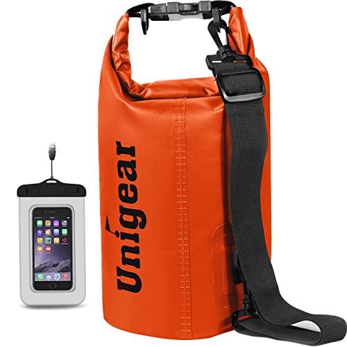 Unigear Borsa impermeabile per escursionismo, kayak, pesca, rafting, campeggio, sci, compresa custodia per telefono impermeabile