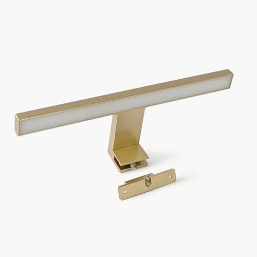 Norbe LED Lampada da Specchio Oro opaco 5W | Luce Bianca Neutra Specchio Bagno | Specchio Armadio | Luce Trucco per Bagno | Lunghezza 30 cm | 615 Lm | 6000K | 5W