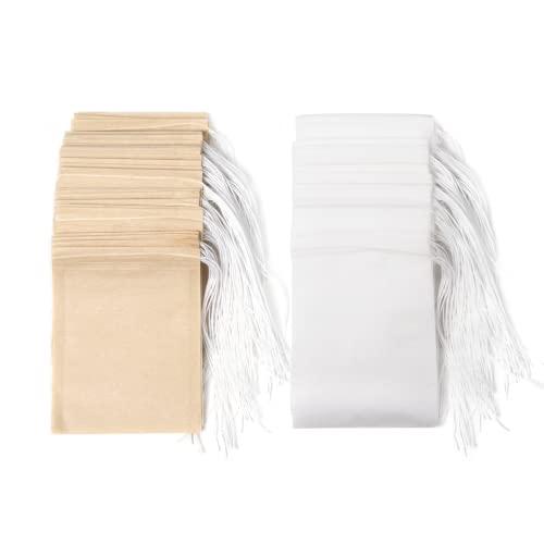 Sacchetti da tè usa e getta con coulisse, bustine sfuse, 200, vuoti (6 x 8 cm)