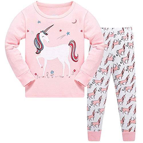 TEDD Pigiama Ragazza Unicorno 100% Cotone Lungo Biancheria da Notte Vestiti Bambina Invernale Due Pezzi Impostato Natale Regalo per Bambini 1-12 Anni